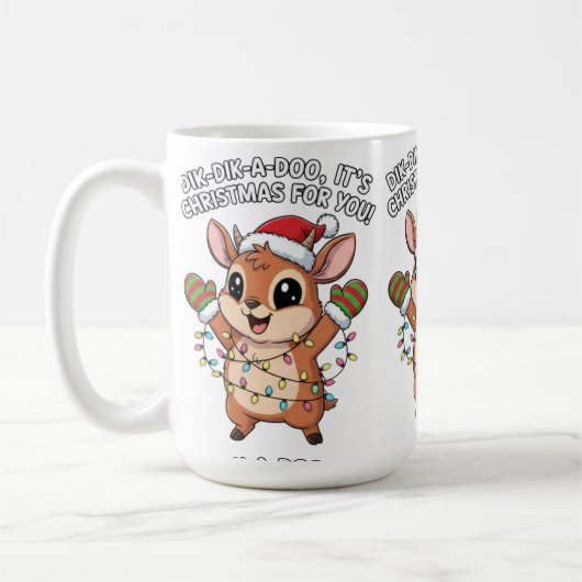 Cute Christmas Dik-Dik – Festive Holiday Lights & Koffiemok (Links)