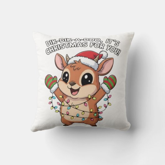 Cute Christmas Dik-Dik – Festive Holiday Lights &  Kussen (Achterkant)