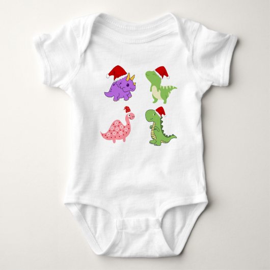 Cute Christmas Dinosaurs Baby Bodysuit  (Voorkant)