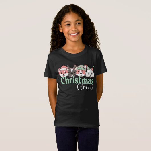 Cute Christmas Dog Crew T-shirt (Voorkant volledig)