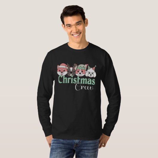 Cute Christmas Dog Crew T-shirt (Voorkant volledig)