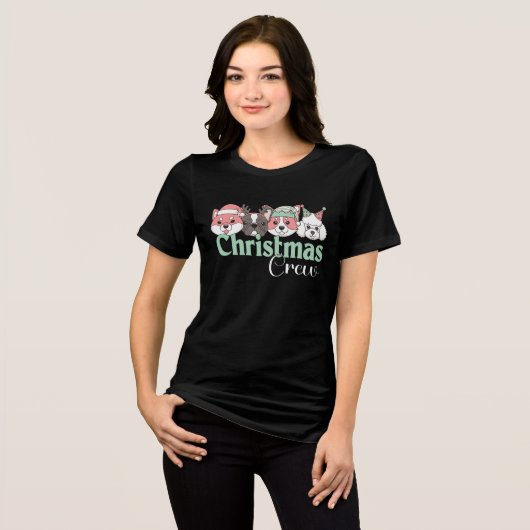 Cute Christmas Dog Crew Tri-Blend Shirt (Voorkant volledig)