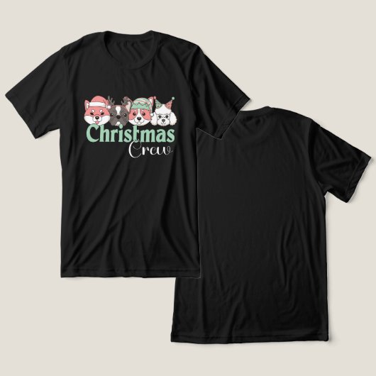 Cute Christmas Dog Crew Tri-Blend Shirt (Ontwerp Voorkant & Achterkant)