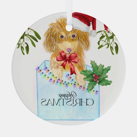 Cute Christmas Dog  Glas Ornament (Achterkant)