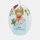 Cute Christmas Dog Glas Ornament (Voorkant links)