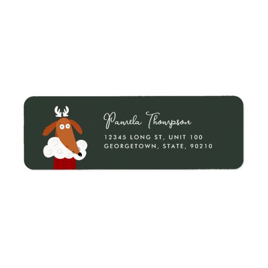 Cute Christmas Dog in Red Stocking Customizable Etiket (Voorkant)