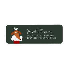 Cute Christmas Dog in Red Stocking Customizable Etiket