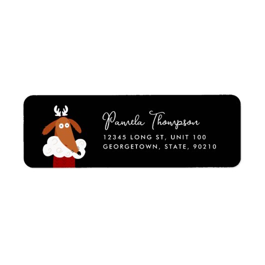 Cute Christmas Dog in Red Stocking Customizable Etiket (Voorkant)