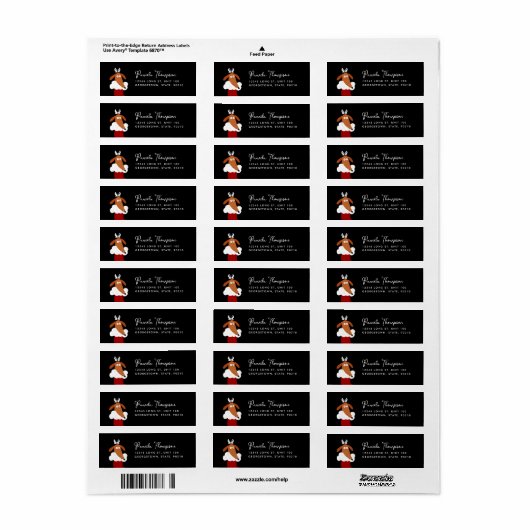 Cute Christmas Dog in Red Stocking Customizable Etiket (Full Sheet)