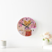 Cute Christmas Dog Photo with Pink Bow & Tree Ronde Klok (Huis)