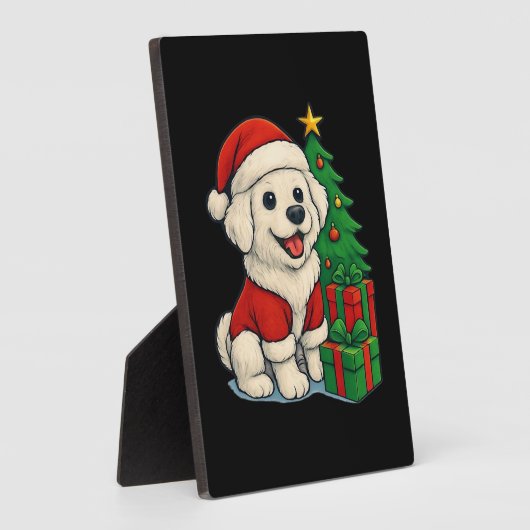 Cute Christmas Dog, Santa Hat Dog, With Christmas  Fotoplaat (Zijkant)