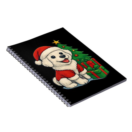 Cute Christmas Dog, Santa Hat Dog, With Christmas  Notitieboek (Rechterzijde)