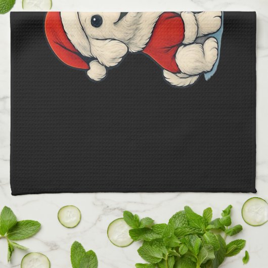 Cute Christmas Dog, Santa Hat Dog, With Christmas Theedoek (Gevouwen)