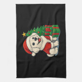 Cute Christmas Dog, Santa Hat Dog, With Christmas  Theedoek (Verticaal)