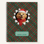 Cute Christmas Dog Tartan Break Through Notitieboek (Voorkant)