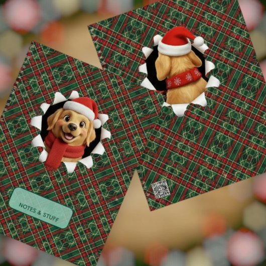 Cute Christmas Dog Tartan Break Through Notitieboek