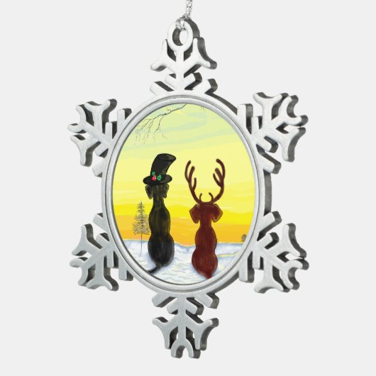 cute christmas dog tin sneeuwvlok ornament (Rechts)