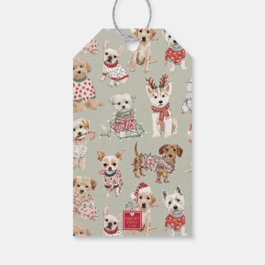 Cute Christmas Dogs Cadeaulabel (Achterkant)