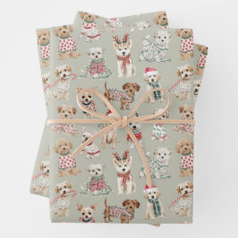 Cute Christmas Dogs Inpakpapier Vel