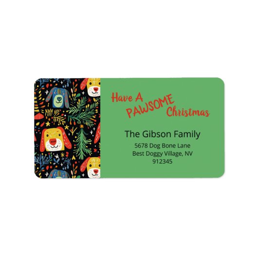 Cute Christmas Dogs Return Address Labels (Voorkant)