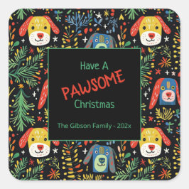 Cute Christmas Dogs Vierkante Sticker