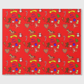 Cute christmas doodles cadeaupapier (Vlak)