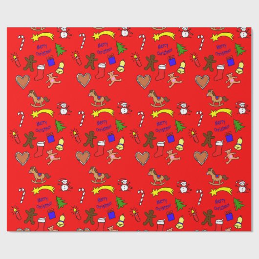 Cute christmas doodles cadeaupapier (Vlak)