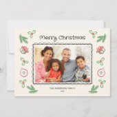 Cute Christmas Doodles Photo Holiday Card Feestdagenkaart (Voorkant)