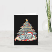 Cute Christmas Dragon Sleeng Under Tree Books Love Kaart (Voorkant)
