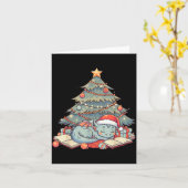 Cute Christmas Dragon Sleeng Under Tree Books Love Kaart (Gele Bloem)