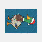Cute Christmas Duck Mallard With Xmas Lights  Fleece Deken (Voorkant (Horizontaal))