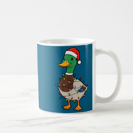 Cute Christmas Duck Mallard With Xmas Lights  Koffiemok (Rechts)