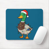 Cute Christmas Duck Mallard With Xmas Lights  Muismat (Met muis)