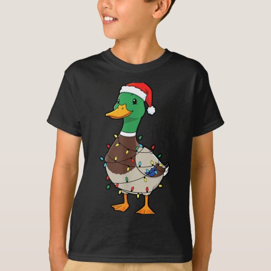 Cute Christmas Duck Mallard With Xmas Lights  T-shirt (Voorkant)
