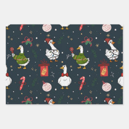 Cute Christmas Ducks Gift Wrap Inpakpapier Vel