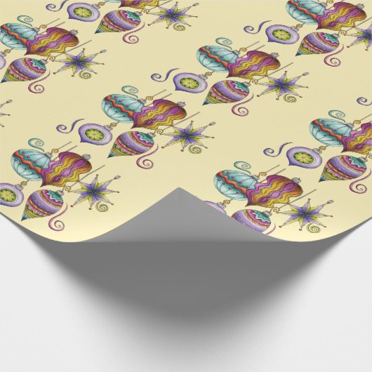 Cute Christmas, Elegant and Fancy Glass Ornaments Cadeaupapier (Hoek)