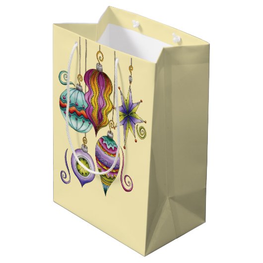 Cute Christmas, Elegant and Fancy Glass Ornaments Medium Cadeauzakje (Achterkant Gekanteld)