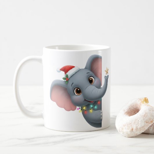 Cute Christmas Elephant Coffee Mug Koffiemok (Met donut)