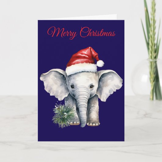 Cute Christmas Elephant Feestdagen Kaart (Voorkant)