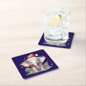 Cute Christmas Elephant Kartonnen Onderzetters (Insitu)