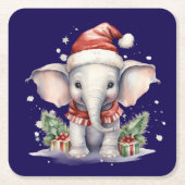 Cute Christmas Elephant Kartonnen Onderzetters (Voorkant)