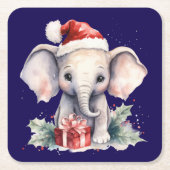 Cute Christmas Elephant Kartonnen Onderzetters (Voorkant)