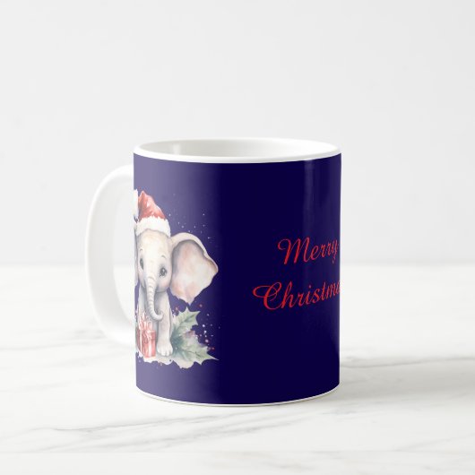 Cute Christmas Elephant Koffiemok (Voorkant links)