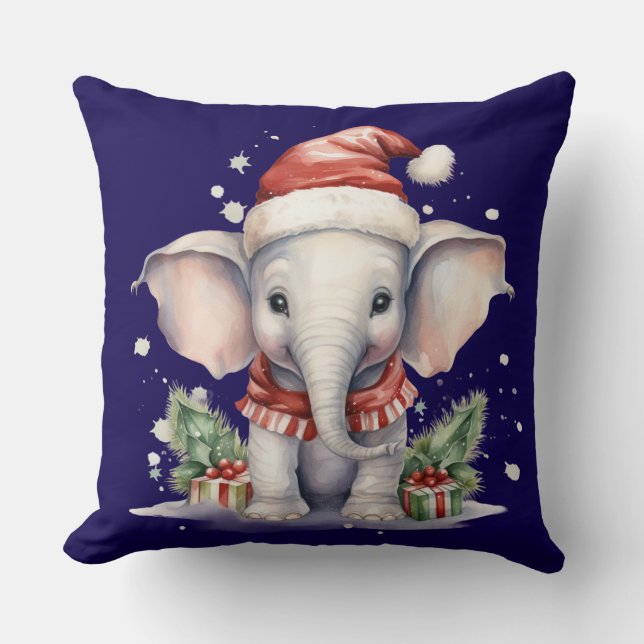 Cute Christmas Elephant Kussen (Voorkant)