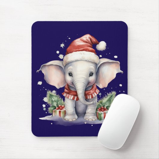 Cute Christmas Elephant Muismat (Met muis)