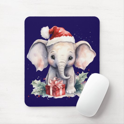Cute Christmas Elephant Muismat (Met muis)