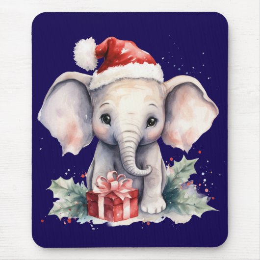 Cute Christmas Elephant Muismat (Voorkant)