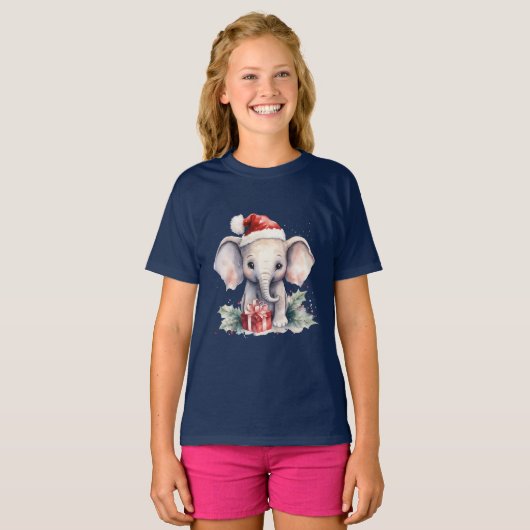 Cute Christmas Elephant T-shirt (Voorkant volledig)