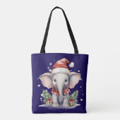 Cute Christmas Elephant Tote Bag (Achterkant)