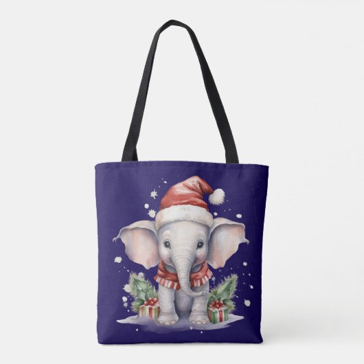 Cute Christmas Elephant Tote Bag (Achterkant)